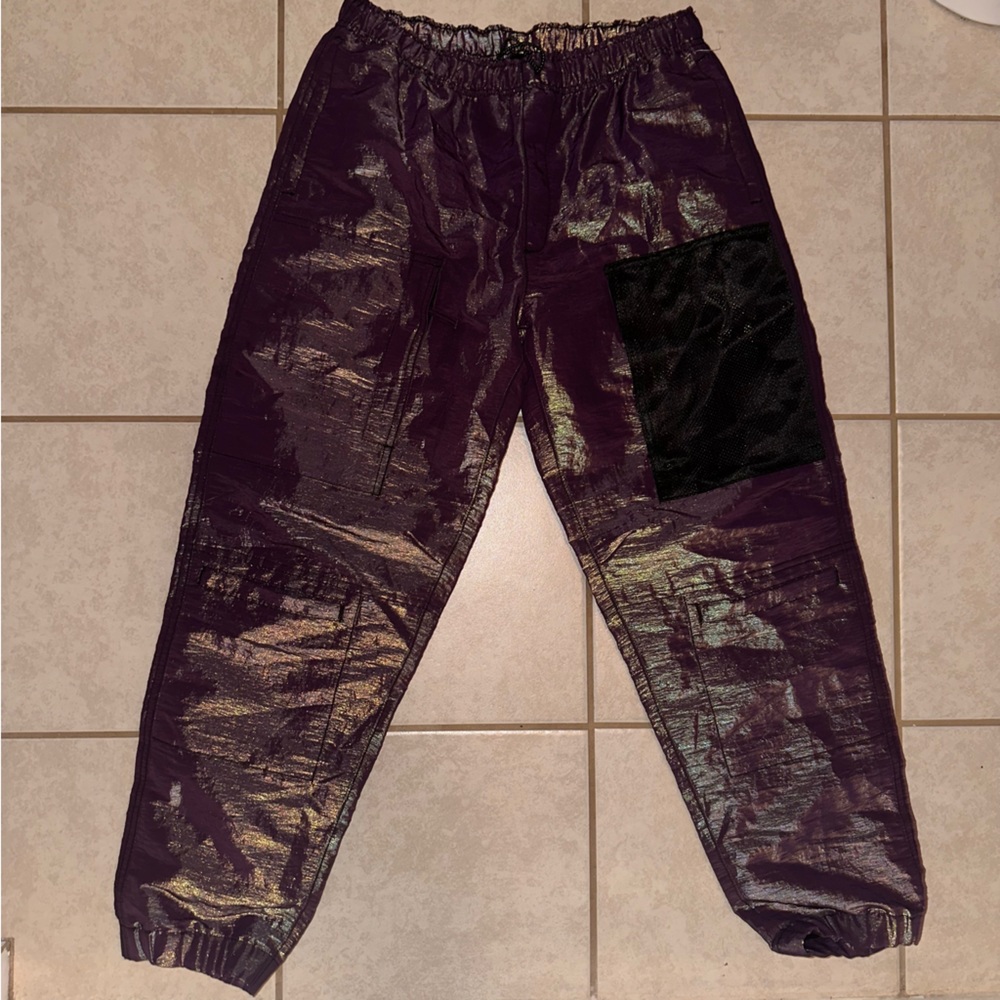 Urban Outfitters Sample Piece, Metallic Sweatpants Purple and Gold, Size Large
